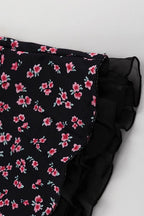 Chiffon Patchwork Strapless A Line Floral Dress