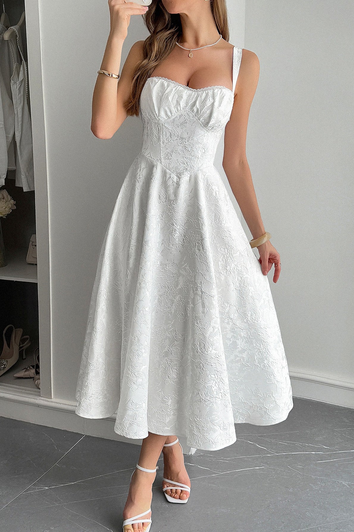Jacquard Spaghetti Strap Cocktail Dress Secondary image