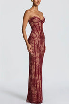 Strapless Lace Corset Column Formal Dress