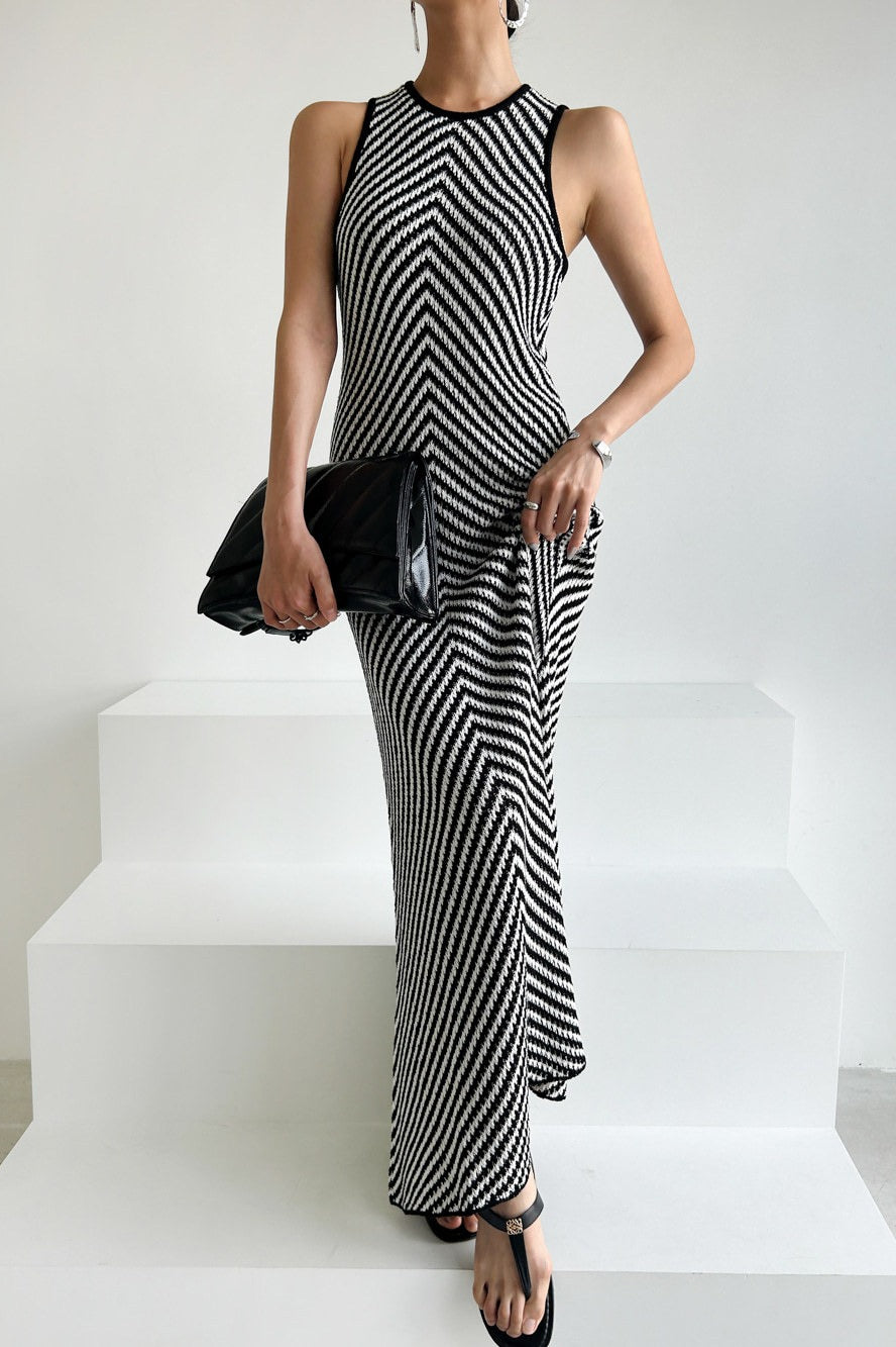 Sleeveless Striped Knit Sweater Dress Secondary image