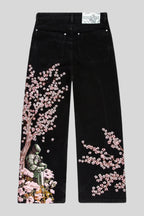 Samurai Blossom Embroidered Wide Leg Jeans