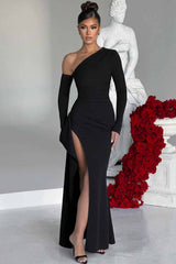 Asymmetric Slit Mermaid Formal Dress XS / Black