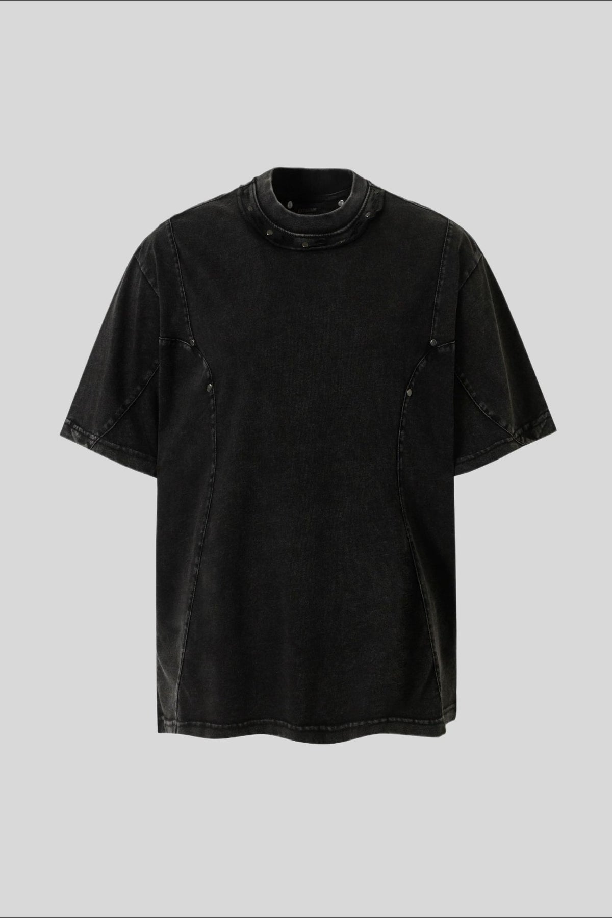 Studded Distressed Collar Washed Oversized Tee