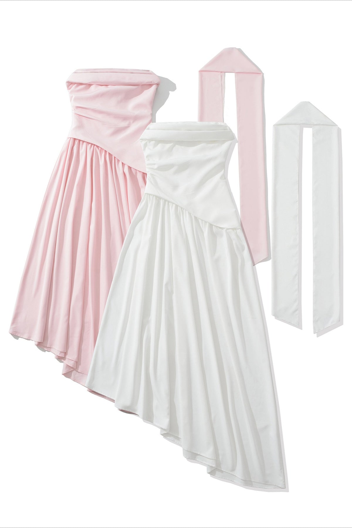 Strapless Corset Scarf Asymmetric Formal Dress