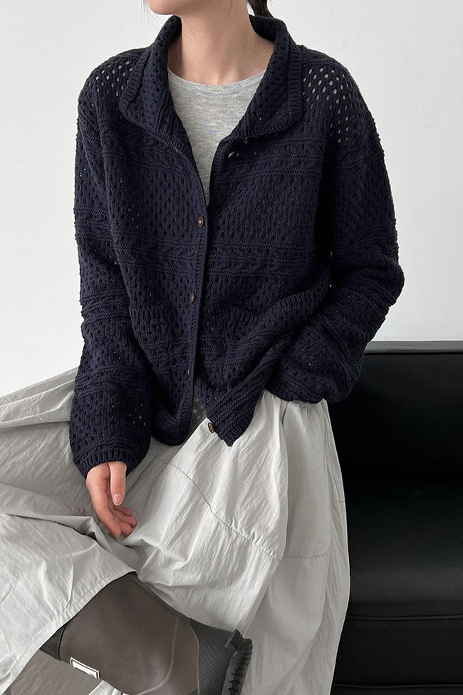Openwork Knit Cardigan Navy blue / One Size Main image