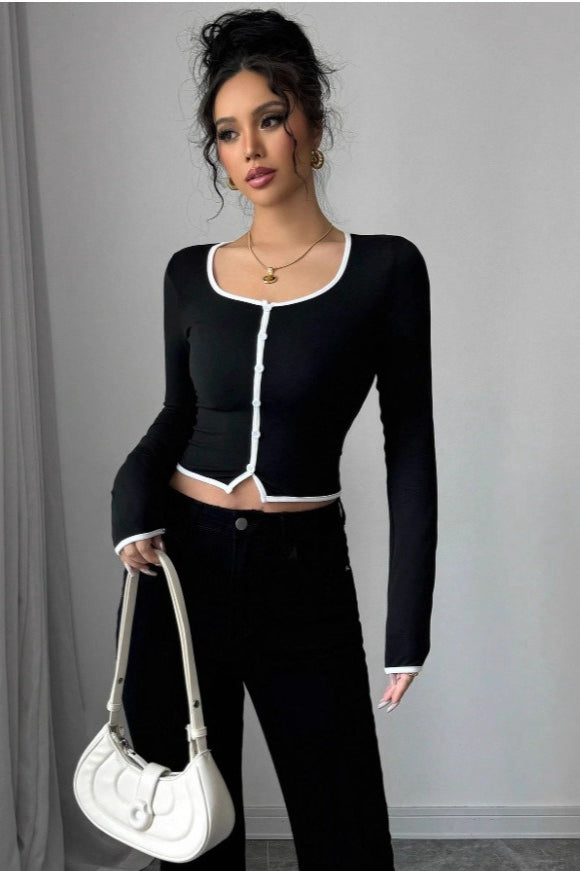 Ribbed Cropped Knit Top Secondary image
