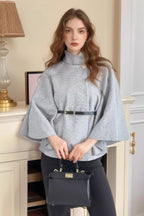Belted Wool Cape Coat Grey / S