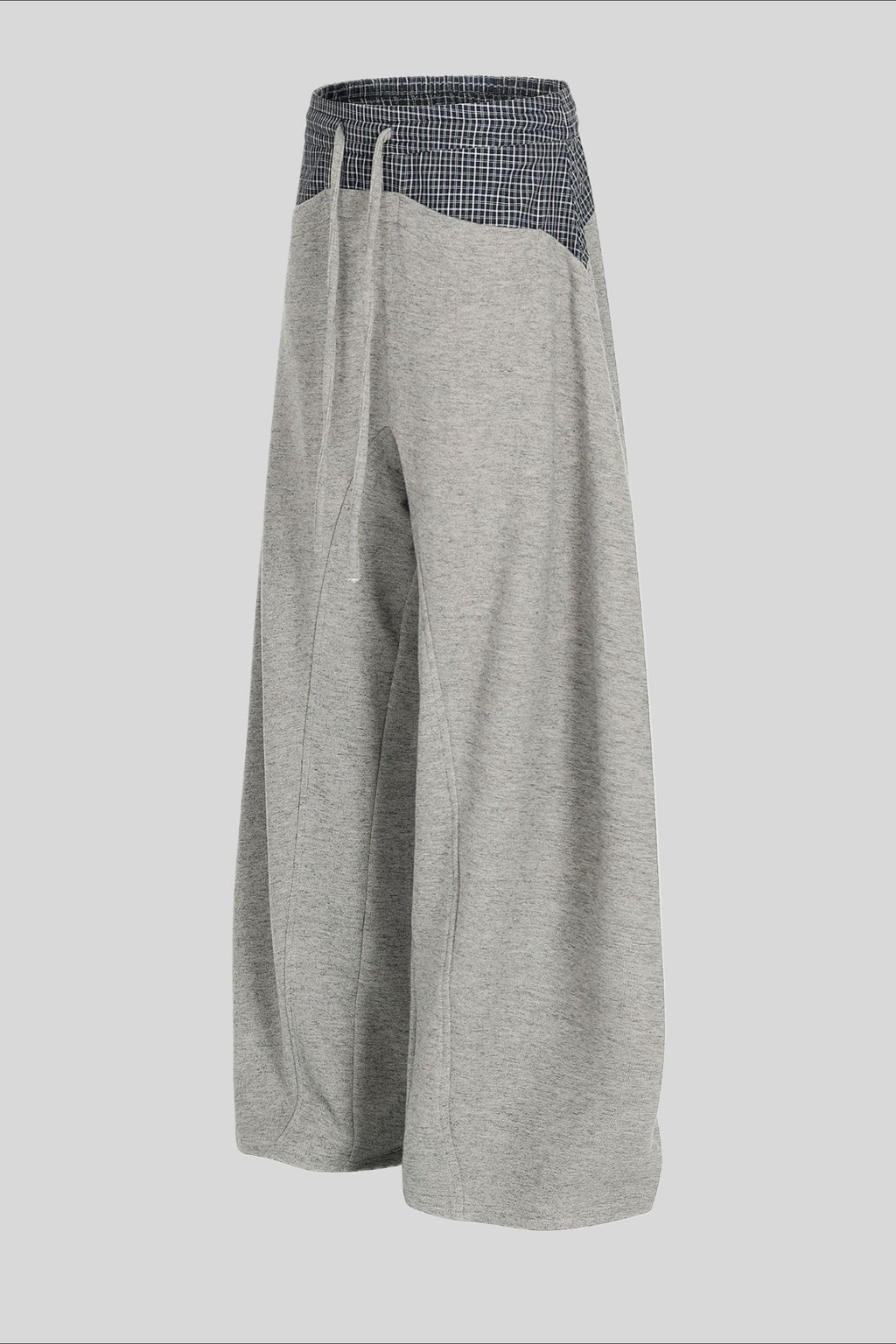 Plaid Panel Barrel Leg Sweatpants