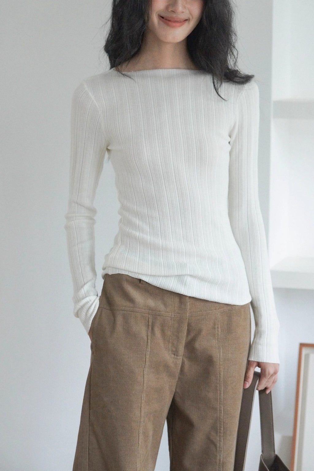 Semi-Sheer Unique Fitted Knit Top