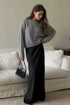 Loose Basic Knit Pullover Sweater Grey / M