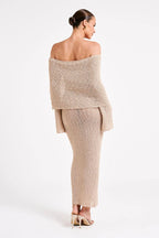 Off Shoulder One Shoulder Knit Sweater Dress