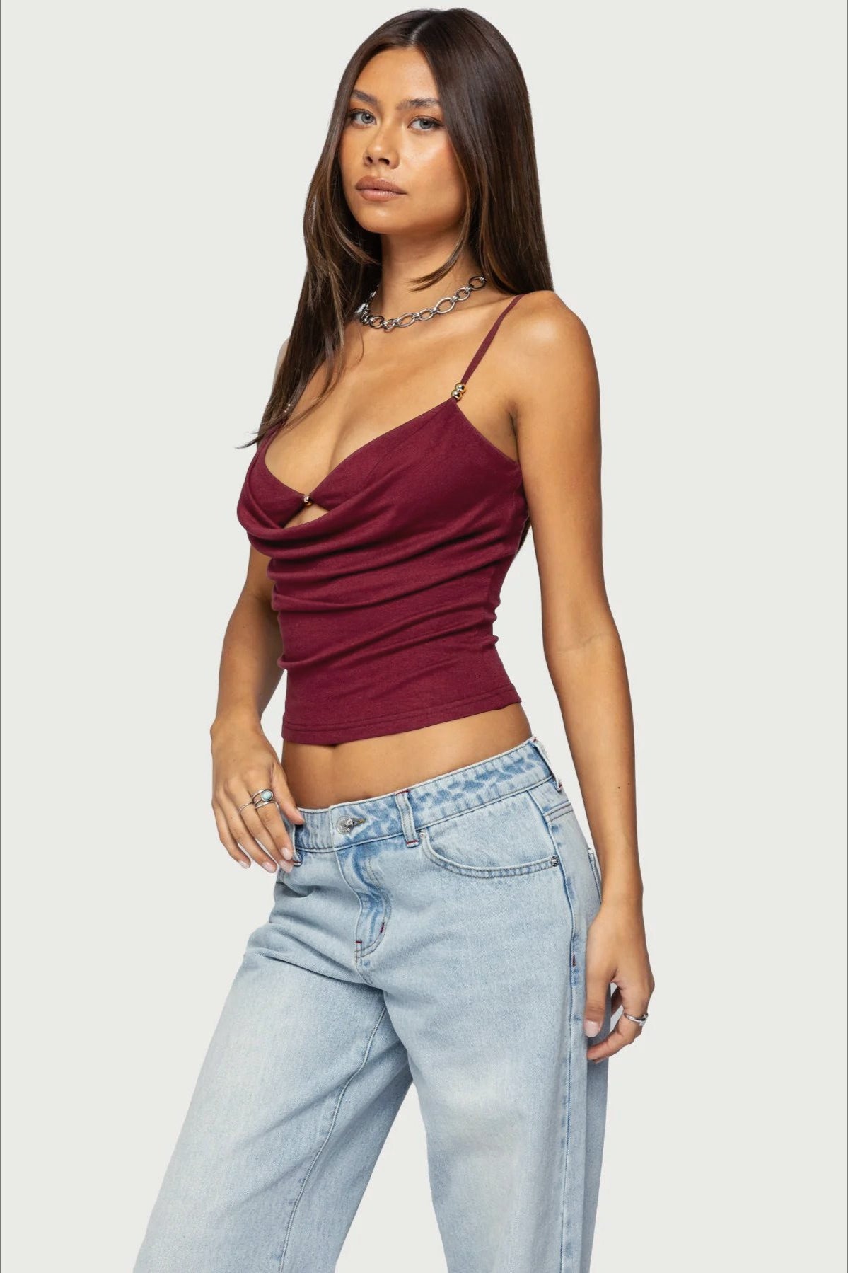 Sexy Pure Cutout Spaghetti Strap Crop Top Secondary image