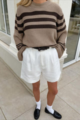 Color Block Stripe Knit Sweater