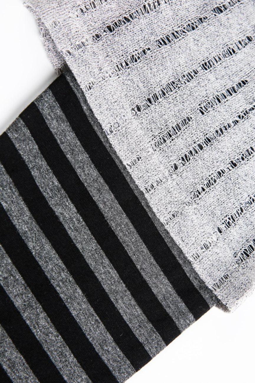 Distressed Collage Graphic Striped Layered Tee
