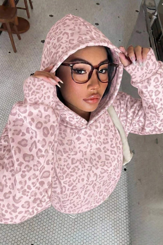 Leopard Print Loose Long Sleeve Casual Hoodie Main image
