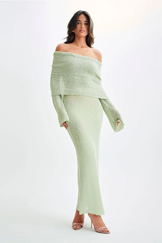 Off Shoulder One Shoulder Knit Sweater Dress Main image