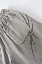 Letter Print Tie Wide Leg Casual Sweat Pants
