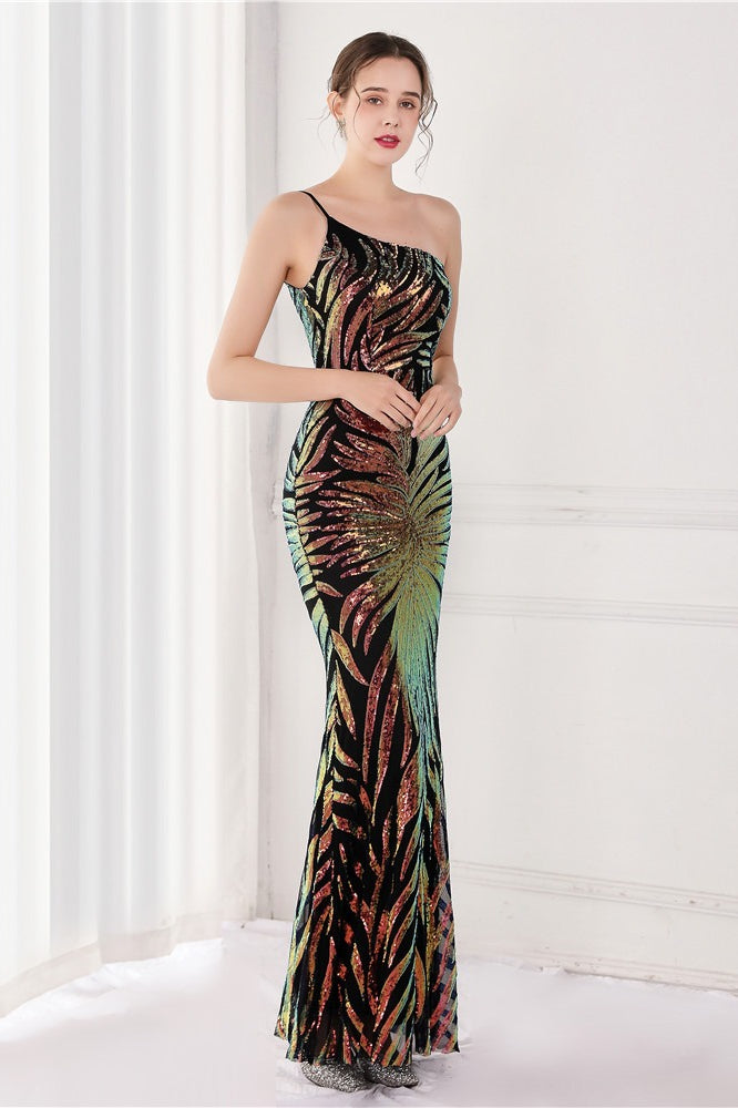 Sparkle Beaded V Neck Party Gown Formal Dress