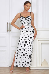 Polka Dot Pleated Cami Maxi Dress
