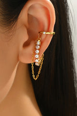 18K Gold Zirconia Fringe Ear Cuff Earrings