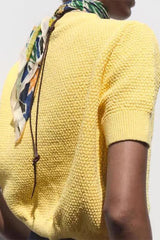 Short Sleeve Starfish Button Knit Cardigan