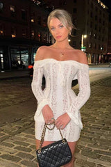 Off Shoulder Lace Bodycon Boho Dress