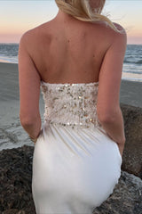 Sequin Fringe Bustier Crop Top