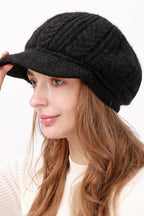 Fleece Lined Cable Knit Beret Hat
