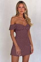 Off Shoulder Polka Dot Twist Bodycon Mini Dress