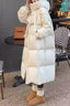 Trendy Long Hooded Puffer Jacket M / White