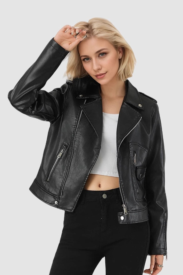 Short PU Leather Zip Jacket Secondary image