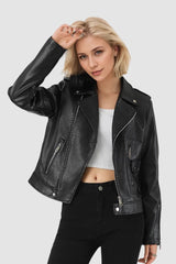 Short PU Leather Zip Jacket