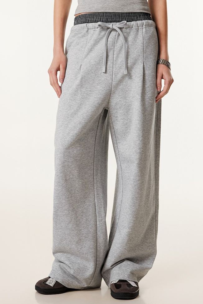 Patchwork Double Waist Wide Leg Athletic Pants Secondary image