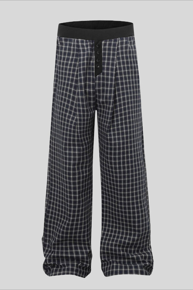 Plaid Button Front Straight Leg Pants Main image
