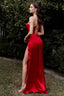 Sleeveless Spaghetti Strap Formal Dress S / Red
