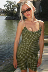 Polka Dot U-Neck Ruffle Cami Mini Dress