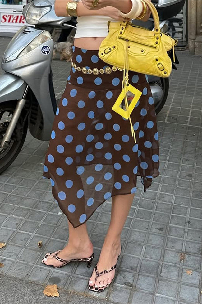 Sheer Polka Dot Ruffled Mesh Skirt Main image