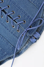 Off Shoulder Eyelet Lace Up Tube Top