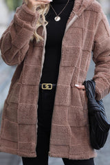 Hooded Long Fleece Cardigan Coat coats