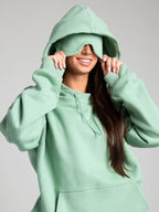 Solid Eye Mask Hoodie Pants Two Piece Set