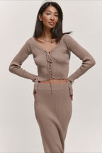 V-Neck Knit Crop Top Sweater Dress