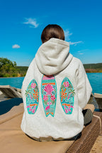 Surfboard Embroidered Fleece Lined Hoodie