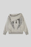 Asymmetric High Neck Angel Rhinestone Sweatshirt