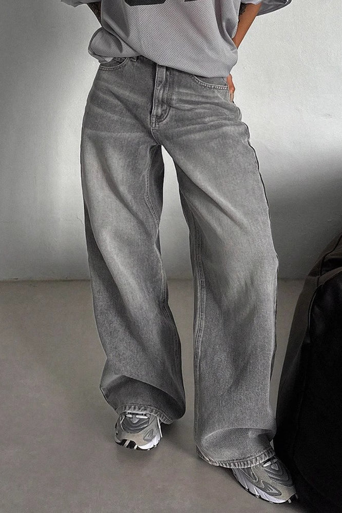 Casual Vintage High Waist Relaxed Straight Jeans Main image
