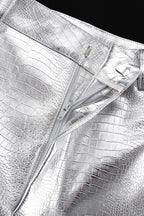 PU Leather Scale High Waist Long Pants