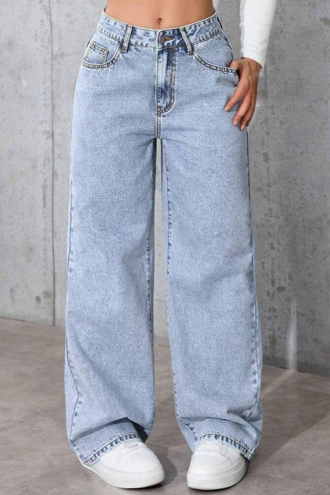 High Waist Straight Leg Wide Leg Jeans Main image