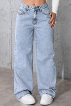 High Waist Straight Leg Wide Leg Jeans