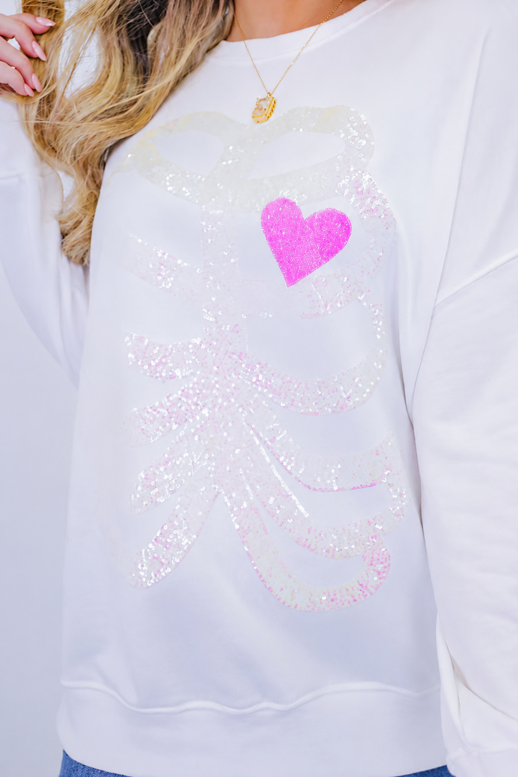 Sequin Skeleton Crew Neck Sweatshirt