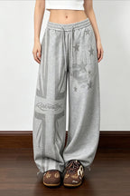 Star Graphic Drawstring Wide Leg Sweatpants