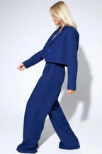Cropped Fitted Two Piece Blazer Pants Set